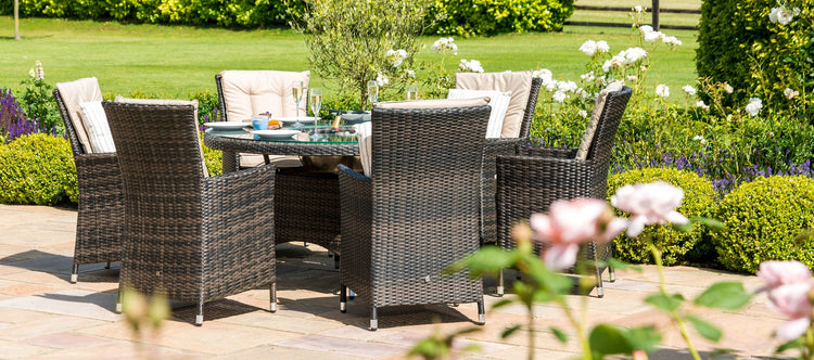 Maze LA 6 Seat Round Rattan Dining Set With Ice Bucket