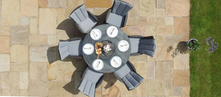 Maze LA 6 Seat Round Rattan Dining Set With Ice Bucket