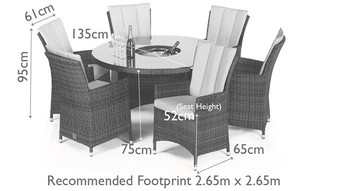 Maze LA 6 Seat Round Rattan Dining Set With Ice Bucket