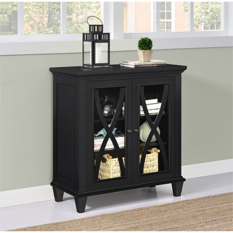 Dorel Home Ellington Double Door Accent Cabinet Black-Better Bed Company 