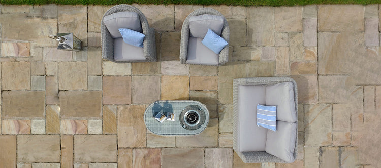 Maze Oxford 2 Seat Sofa Set With Fire Pit Coffee Table