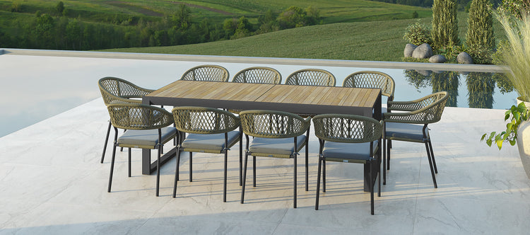 Maze Bali Rope Weave 10 Seat Rectangular Extending Dining Set Grey-Better Bed Company