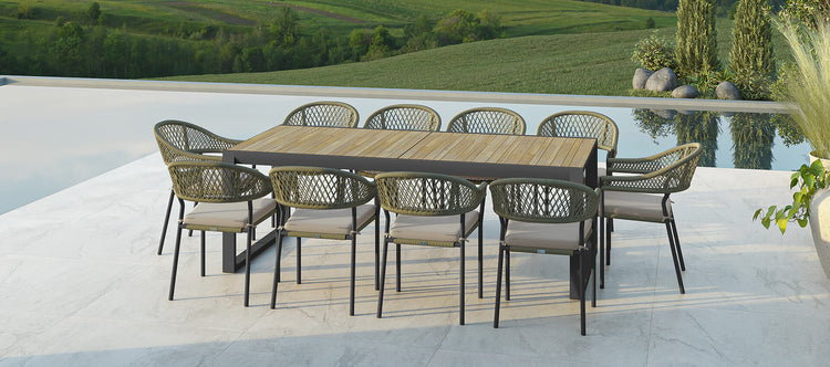 Maze Bali Rope Weave 10 Seat Rectangular Extending Dining Set Oatmeal-Better Bed Company