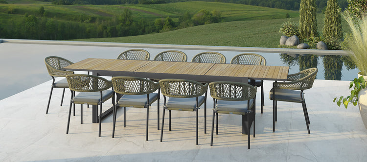 Maze Bali Rope Weave 10 Seat Rectangular Extending Dining Set Grey-Better Bed Company