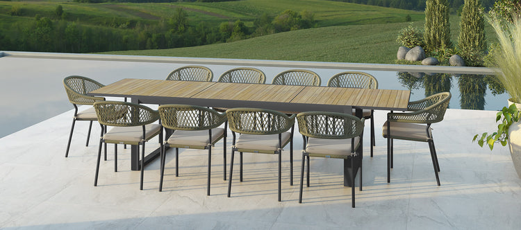 Maze Bali Rope Weave 10 Seat Rectangular Extending Dining Set-Better Bed Company