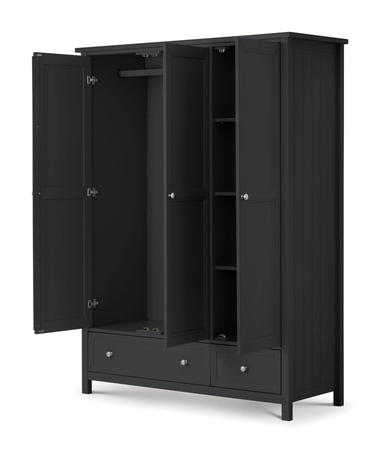 Julian Bowen Maine 3 Door Combination Wardrobe Anthracite