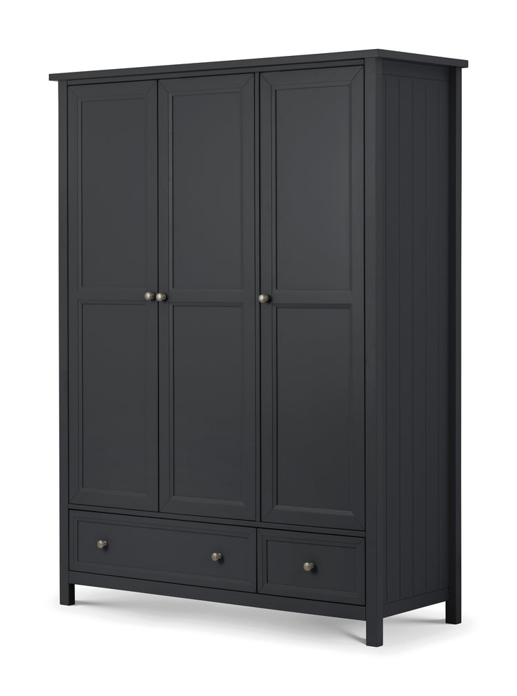 Julian Bowen Maine 3 Door Combination Wardrobe Anthracite