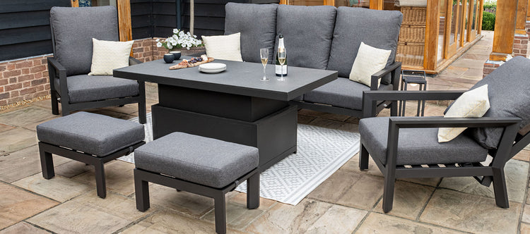 Maze Manhattan Reclining 3 Seat Sofa Set With Rising Table And Footstools