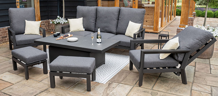 Maze Manhattan Reclining 3 Seat Sofa Set With Rising Table And Footstools