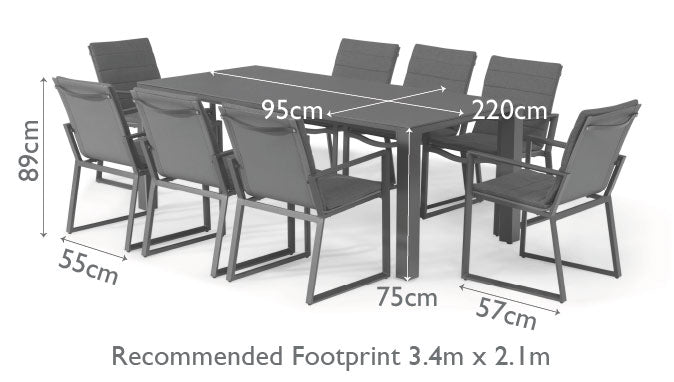 Maze Manhattan 8 Seat Rectangular Dining Set