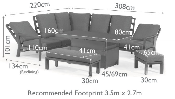 Maze Rattan Manhattan Reclining Corner Dining Set with Rising Table