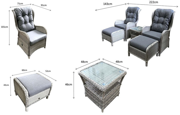 Signature Weave Meghan Reclining Lounge Set Dimensions-Better Bed Company