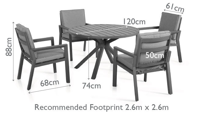 Maze New York 4 Seat Round Dining Set
