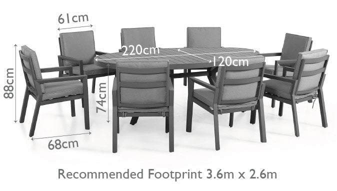 Maze Rattan New York 8 Seat Oval Dining Set