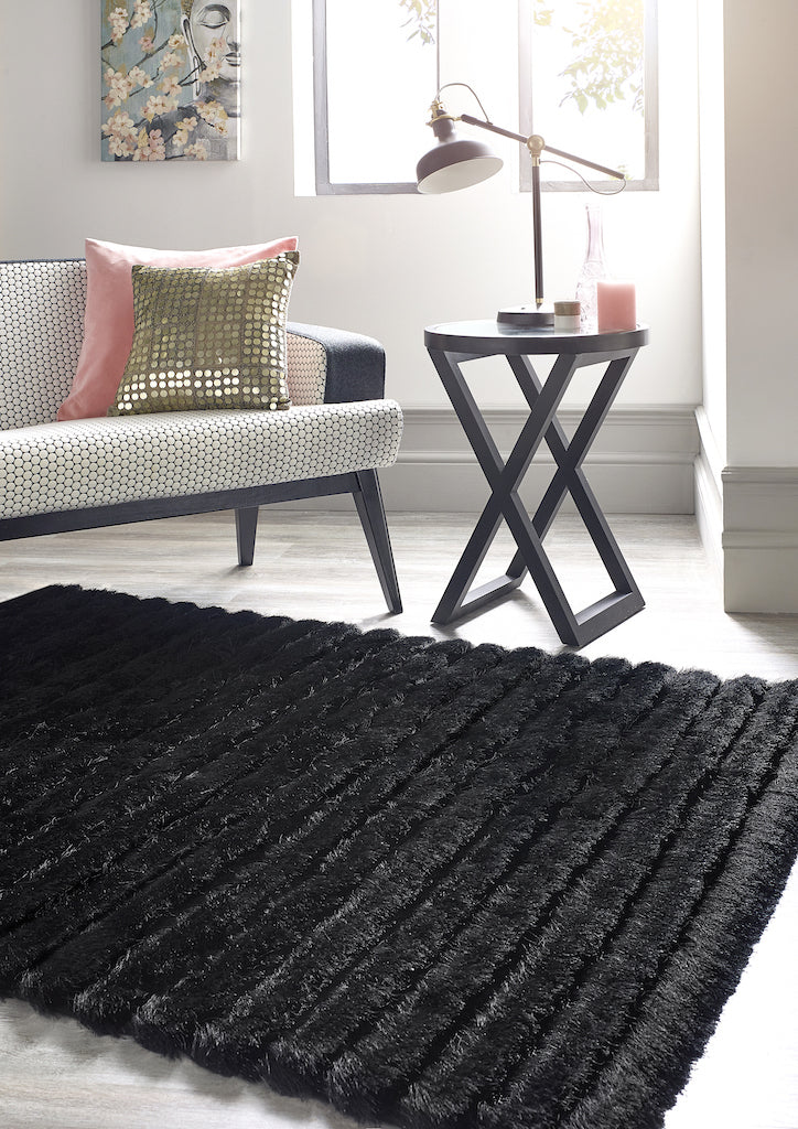Origins Carved Glamour Rug Black