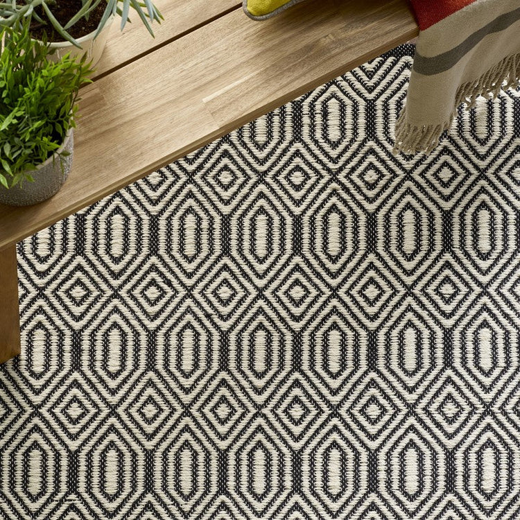 Origins Flatweave Geo Black / White Rug