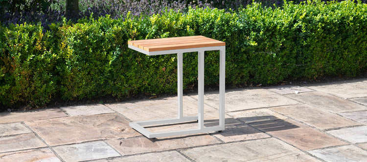 Maze Oslo Teak U Shaped Side Table White-Better Bed Company