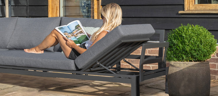 Maze Rattan Oslo Large Corner Group With Teak Coffee Table Back Of Reclining Section-Better Bed Company