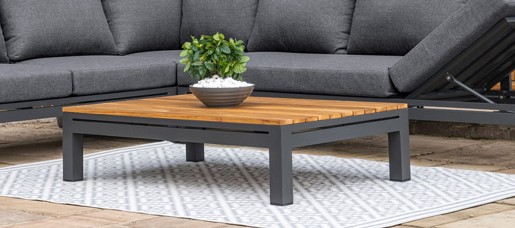 Maze Rattan Oslo Large Corner Group With Teak Coffee Table View Of Table-Better Bed Company