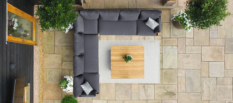 Maze Rattan Oslo Large Corner Group With Teak Coffee Table Birdseye View-Better Bed Company