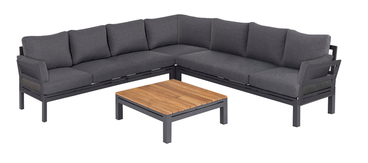 Maze Rattan Oslo Large Corner Group With Teak Coffee Table White Background-Better Bed Company