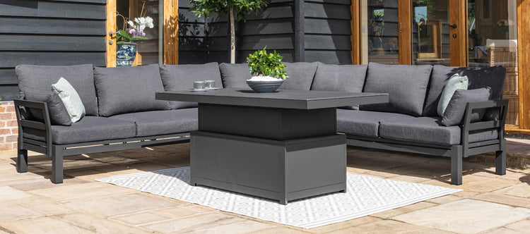 Maze Rattan Oslo Large Corner Group With Rising Table Lifestyle Table Up-Better Bed Company