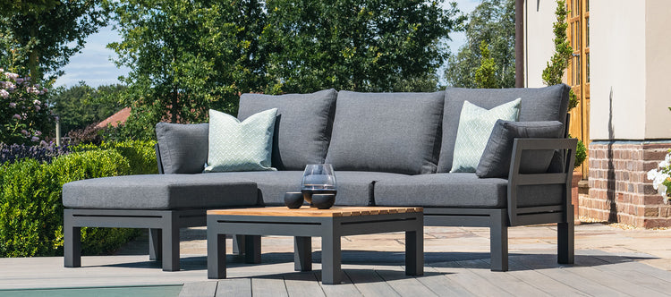 Maze Oslo Chaise Sofa Set With Teak Coffee Table