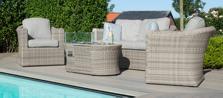 Maze Oxford 2 Seat Sofa Set With Fire Pit Coffee Table