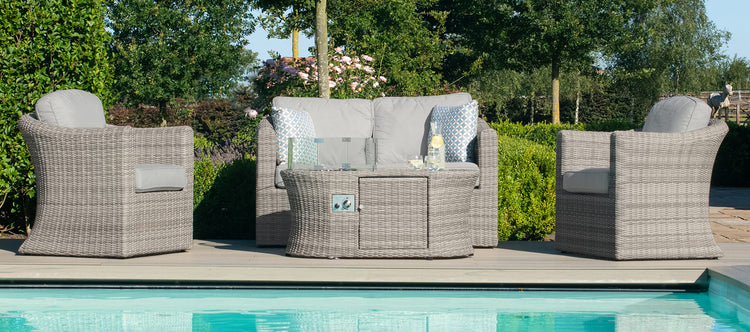 Maze Oxford 2 Seat Sofa Set With Fire Pit Coffee Table