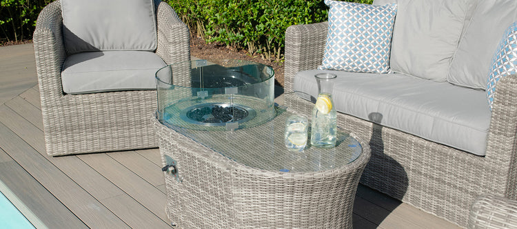 Maze Oxford 2 Seat Sofa Set With Fire Pit Coffee Table