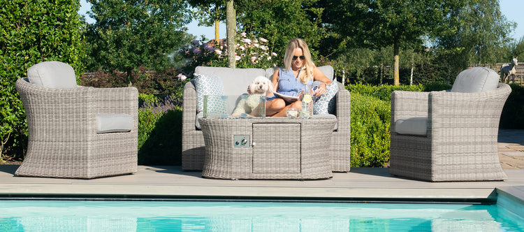 Maze Oxford 2 Seat Sofa Set With Fire Pit Coffee Table