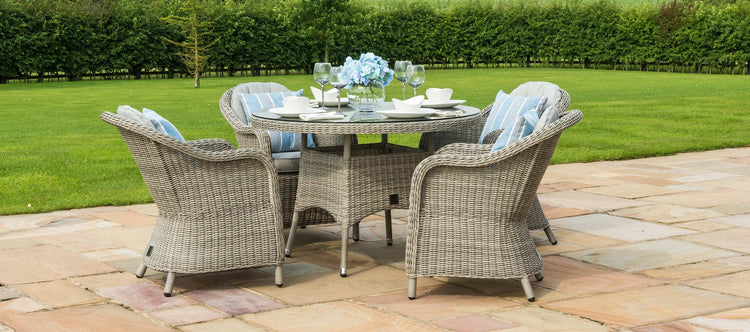 Maze Oxford 4 Seat Round Dining Set With Heritage Chairs