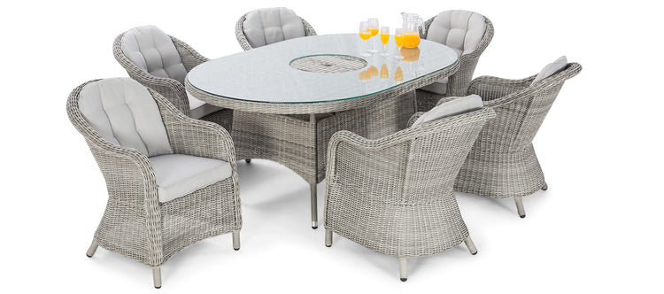 Maze Oxford 6 Seat Oval Dining Set With Ice Bucket And Heritage Chairs With Lazy Susan
