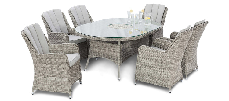 Maze Oxford 6 Seat Round Dining Set With Ice Bucket And Heritage Chairs With Lazy Susan