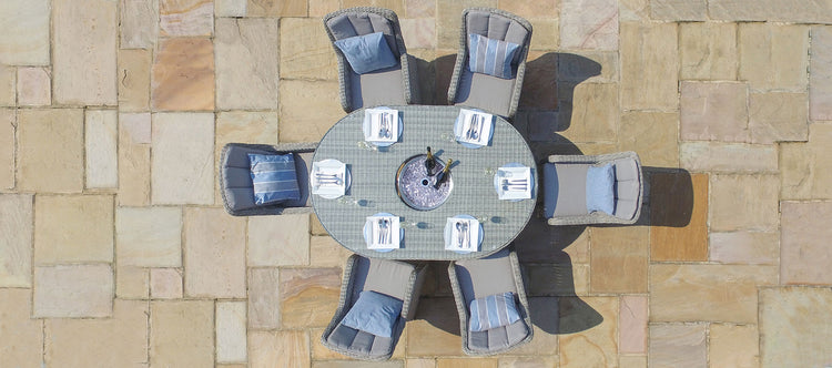 Maze Oxford 6 Seat Oval Dining Set With Ice Bucket And Venice Chairs With Lazy Susan