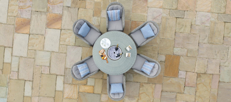 Maze Oxford 6 Seat Round Dining Set With Ice Bucket And Heritage Chairs With Lazy Susan