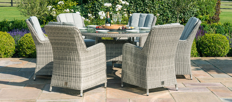 Maze Oxford 6 Seat Round Dining Set With Ice Bucket And Venice Chairs With Lazy Susan