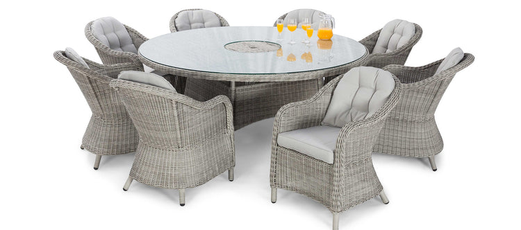 Maze Oxford 8 Seat Round Dining Set With Ice Bucket And Heritage Chairs With Lazy Susan