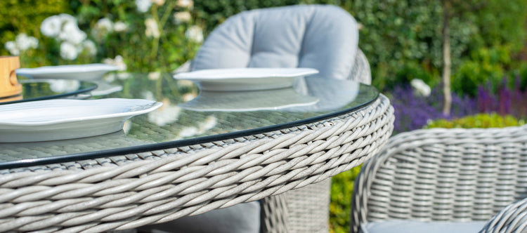 Maze Oxford 6 Seat Oval Fire Pit Dining Set With Heritage Chairs