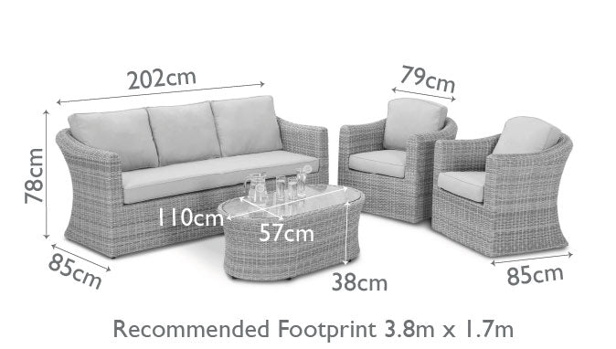 Maze Rattan Oxford 3 Seat Sofa Set