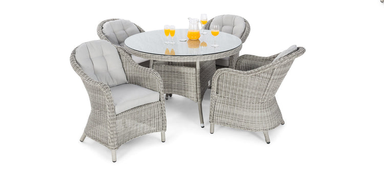 Maze Oxford 4 Seat Round Dining Set With Heritage Chairs