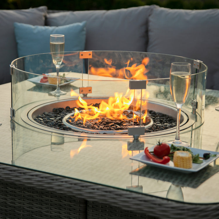 Maze Rattan Oxford Royal Corner Sofa Dining Set With Fire Pit