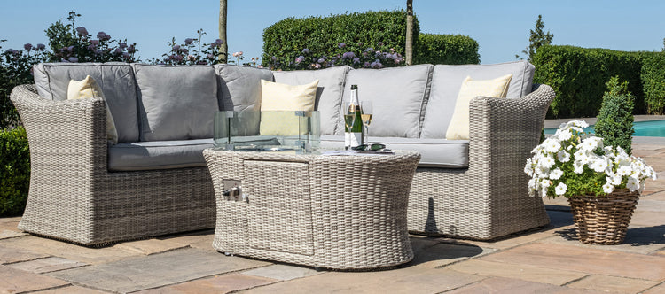 Maze Oxford Small Corner Sofa Set With Fire Pit Coffee Table
