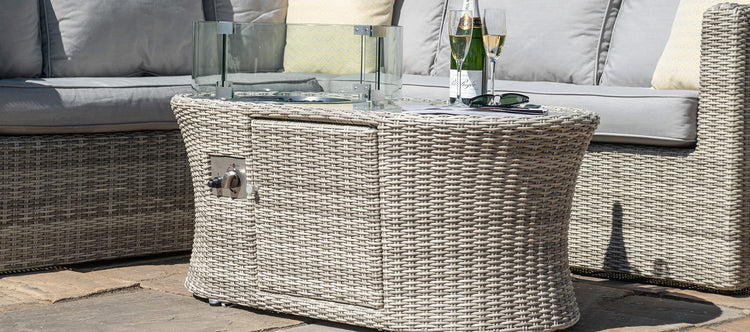 Maze Oxford Small Corner Sofa Set With Fire Pit Coffee Table