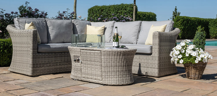 Maze Oxford Small Corner Sofa Set With Fire Pit Coffee Table
