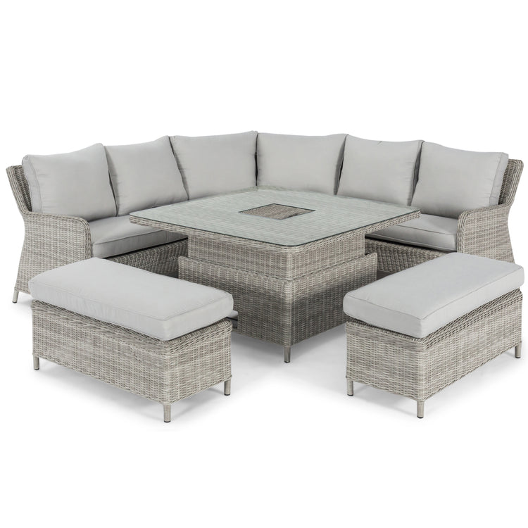 Maze Rattan Oxford Royal Corner Sofa Dining Set With Rising Table