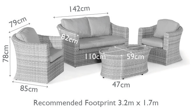 Maze Oxford 2 Seat Sofa Set With Fire Pit Coffee Table