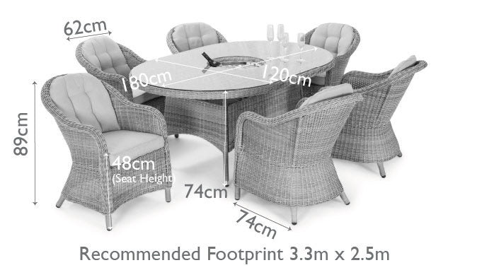 Maze Oxford 6 Seat Oval Dining Set With Ice Bucket And Heritage Chairs With Lazy Susan