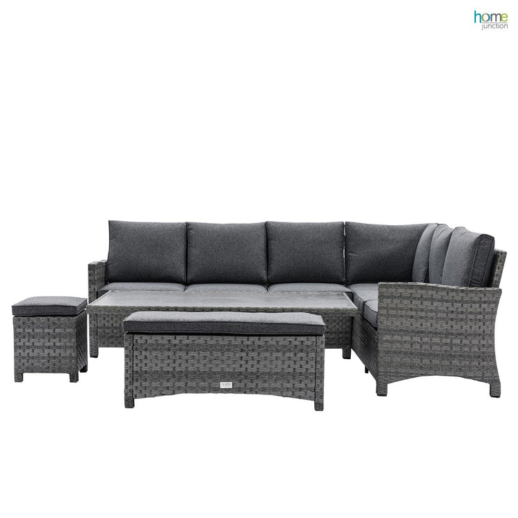 Home Junction Poppy Corner Sofa with Rising Table, Bench and Stool