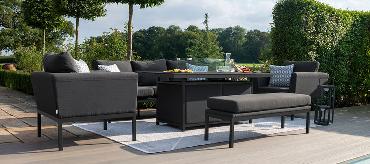 Maze Pulse 3 Seater Sofa Set with Fire Pit Table